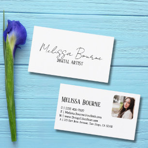 Modern Stylish Black White, Professional Photo Business Card