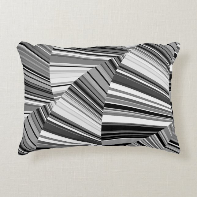 Modern Stylish Black White Silver Pattern Decorative Cushion (Front)