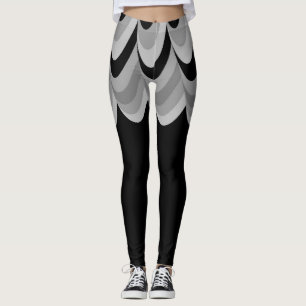 Modern Stylish Black White Silver Pattern Leggings