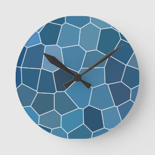Modern Stylish Blue Pattern Round Clock