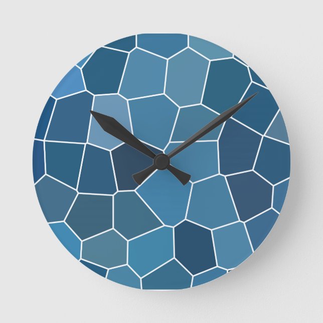 Modern Stylish Blue Pattern Round Clock (Front)