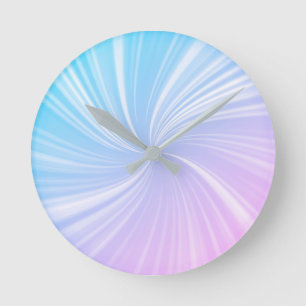 Modern Stylish Blue Pink Spectrum Radiant Pattern Round Clock