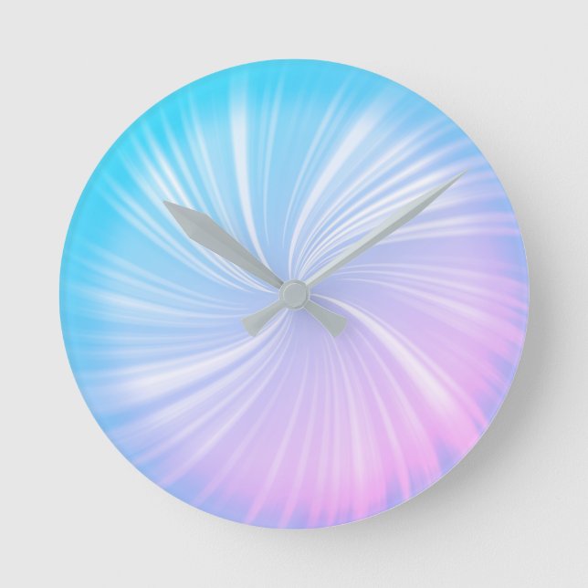 Modern Stylish Blue Pink Spectrum Radiant Pattern Round Clock (Front)