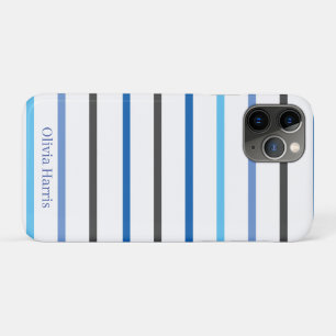 Modern Stylish Blue Stripes Custom iPhone 11 Pro Case