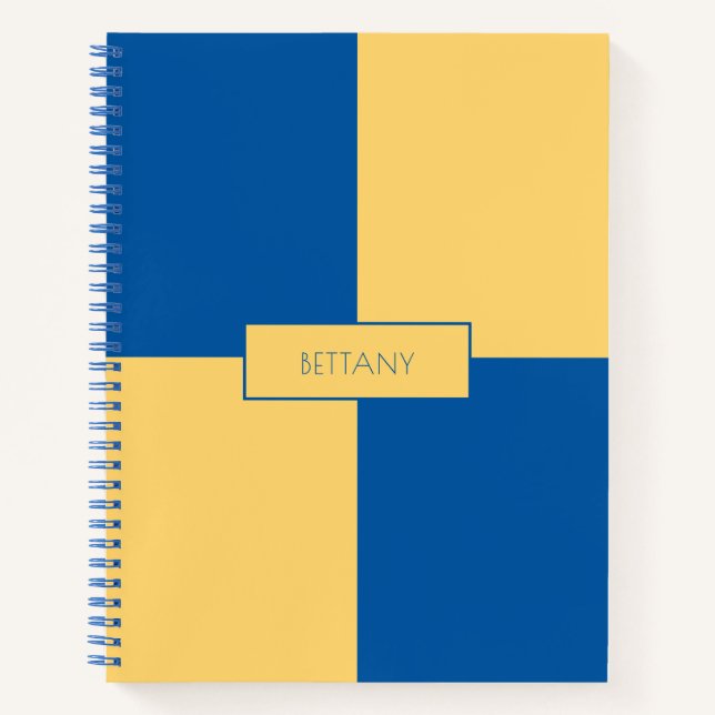 Modern Stylish Blue & Yellow Chequered Notebook (Front)