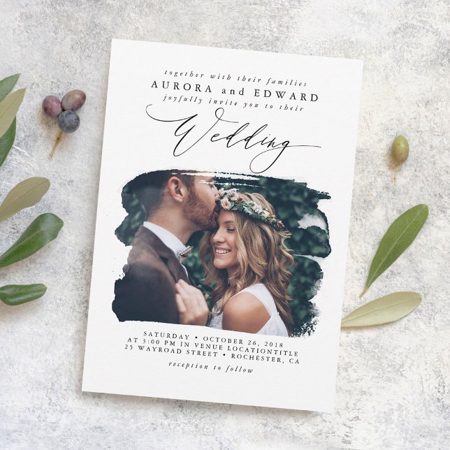 Modern Stylish Boho Wedding Photo Invitation (Elegant Wedding Photo Invitations)