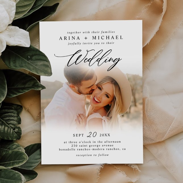 Modern Stylish Boho Wedding Photo Invitation (Creator Uploaded)