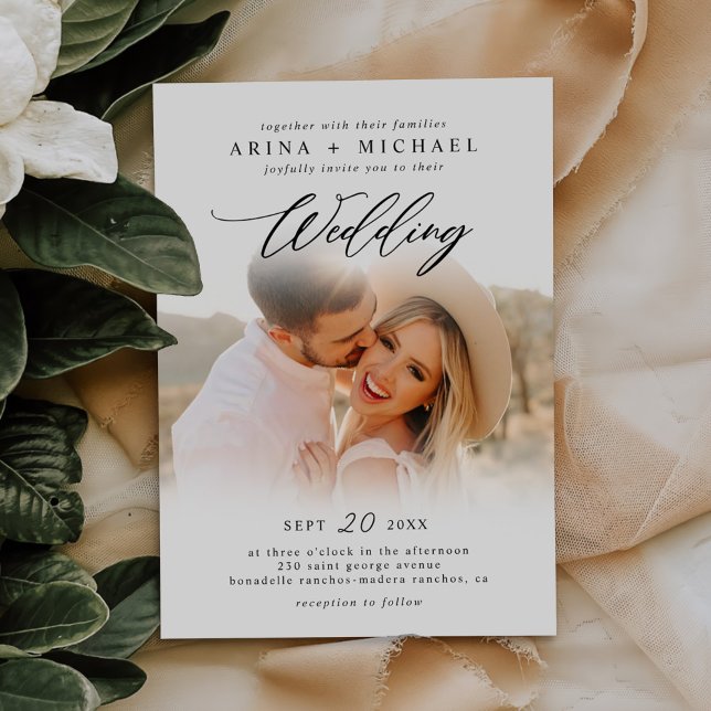 Modern Stylish Boho Wedding Photo Invitation (Creator Uploaded)