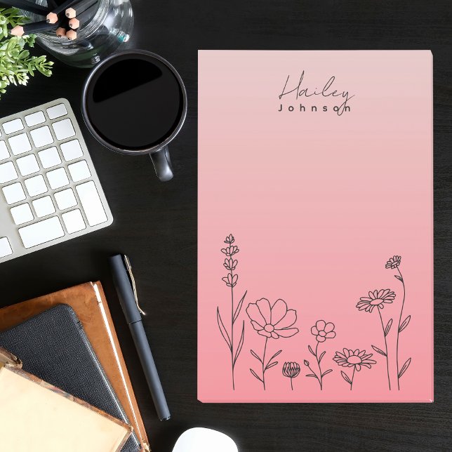 Modern Stylish Boho Wildflowers Floral Pink Post-it Notes (Creator Uploaded)