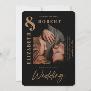 Modern Stylish Bold Arched Photo Wedding Invitation