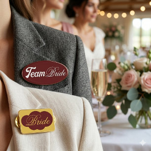 Modern Stylish Bride Name Tag Wedding Event Badge