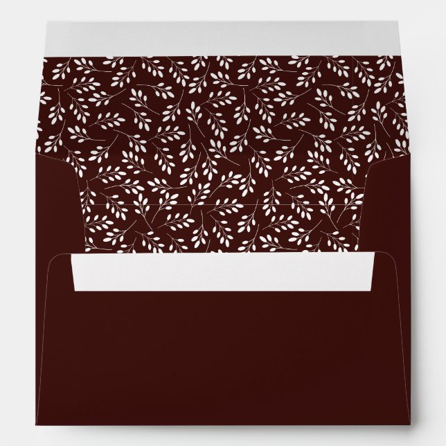 Modern Stylish Brown Floral Pattern Christmas Envelope (Back (Bottom))