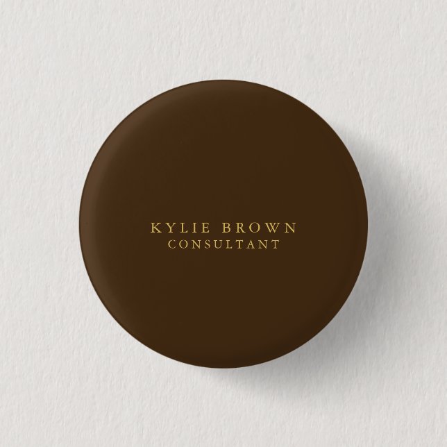 Modern Stylish Brown Gold Professional 3 Cm Round Badge (Front)