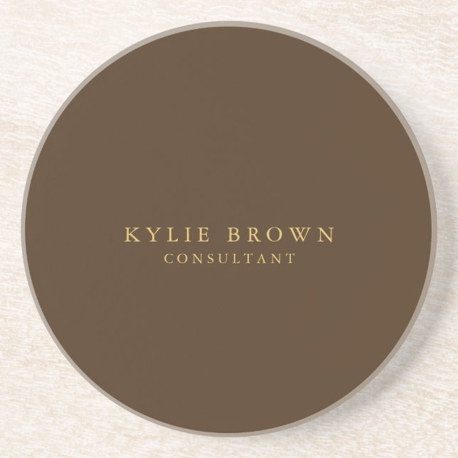 Modern Stylish Brown Gold Professional Coaster (Front)