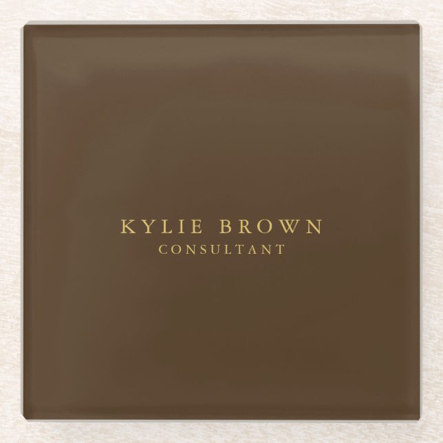 Modern Stylish Brown Gold Professional Glass Coaster (Front)