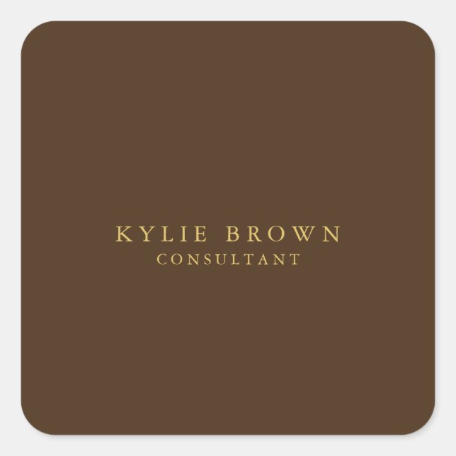 Modern Stylish Brown Gold Professional Square Sticker (Front)