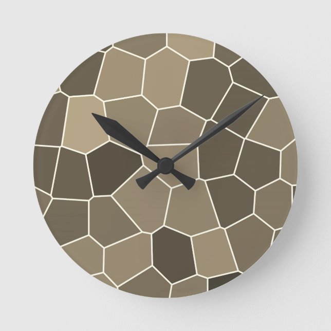 Modern Stylish Brown Pattern Round Clock (Front)