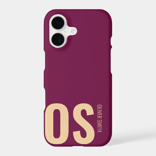  Modern Stylish Burgundy Monogram Initial Feminine (Back)