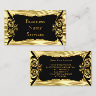 Modern Stylish Business Deco Gold Black Business Card