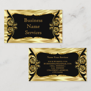 Modern Stylish Business Deco Gold Black Card