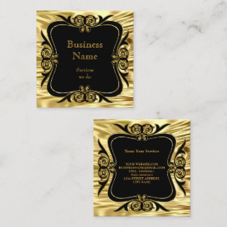 Modern Stylish Business Deco Gold Black SQ Square Business Card