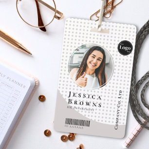 Modern Stylish Business Employee Photo QR White ID Badge