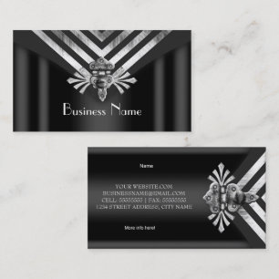 Modern Stylish Business Silver Black Stripe Hinge Card