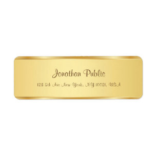 Modern Stylish Calligraphed Script Name Text Gold Return Address Label