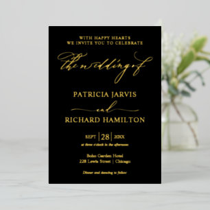 Modern Stylish Calligraphy Black Gold Wedding