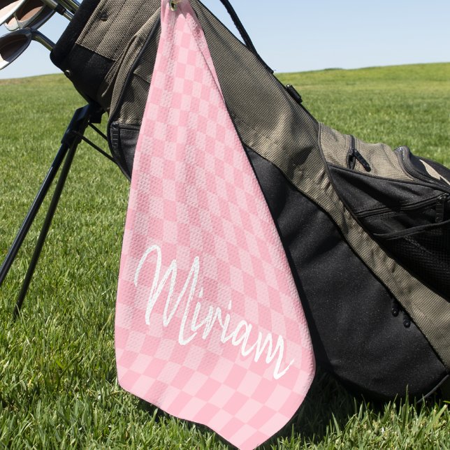 Modern Stylish Chequered Monogrammed  Golf Towel (Creator Uploaded)