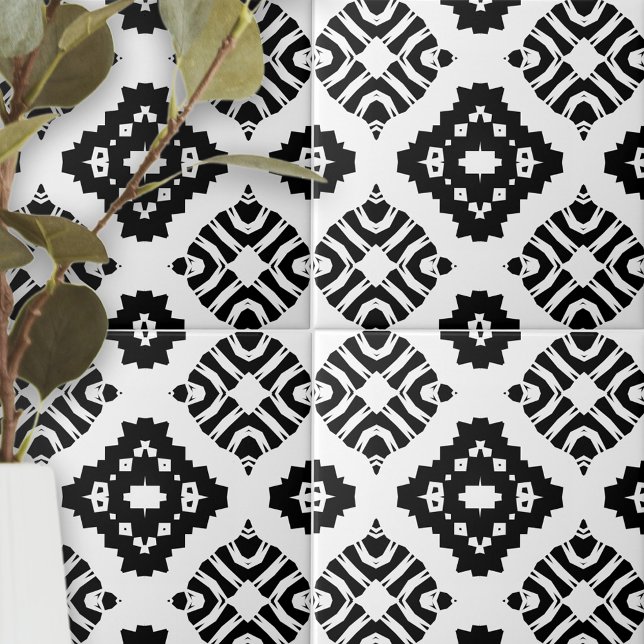 Modern Stylish Chic Black and White Geometric Ceramic Tile (Creator Uploaded)