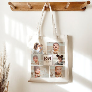 Modern stylish chic Photo Collage Love with Heart Tote Bag