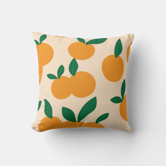 Modern Stylish Citrus Fruit Oranges Pattern Cushion (Front)