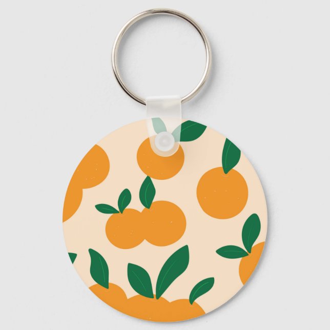 Modern Stylish Citrus Fruit Oranges Pattern Key Ring (Front)