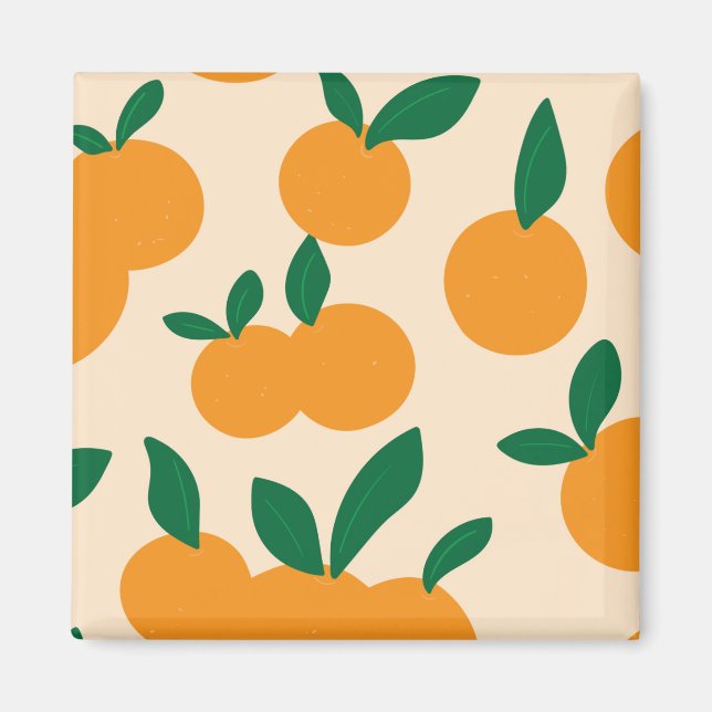 Modern Stylish Citrus Fruit Oranges Pattern Magnet (Front)