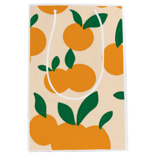 Modern Stylish Citrus Fruit Oranges Pattern Medium Gift Bag