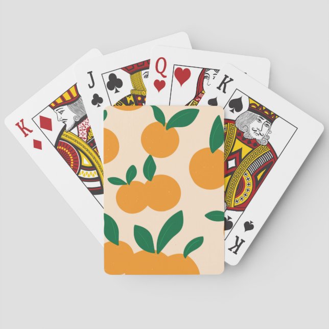 Modern Stylish Citrus Fruit Oranges Pattern Playing Cards (Back)