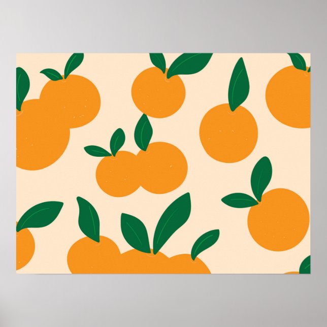 Modern Stylish Citrus Fruit Oranges Pattern Poster (Front)