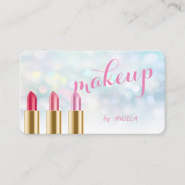 Modern Stylish Colourful Bokeh ,Lipstick Business Card (Front)