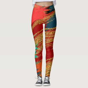 Modern stylish Colourful gold Glitter  Leggings