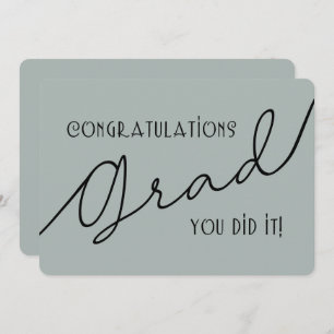 Modern Stylish Congratulations Grad Grey and Black