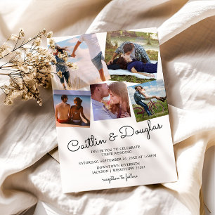 Modern Stylish Couple 6 Photo Wedding Invitation