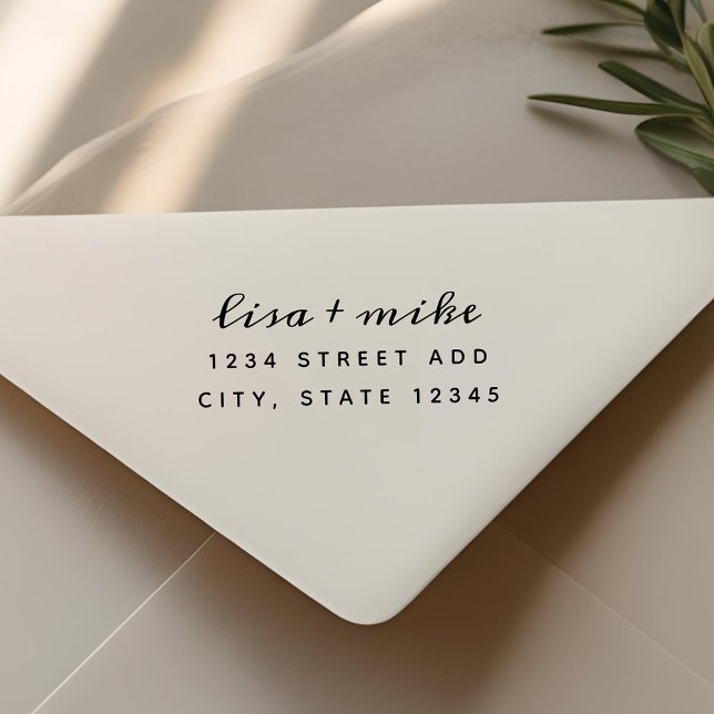 Modern Stylish Couple Names Wedding Address Self-inking Stamp (Creator Uploaded)