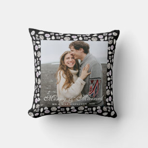 Modern Stylish couple photo Silver Diamonds frame Cushion