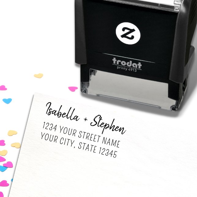 Modern Stylish Couples Trendy Wedding Address Self-inking Stamp (Creator Uploaded)