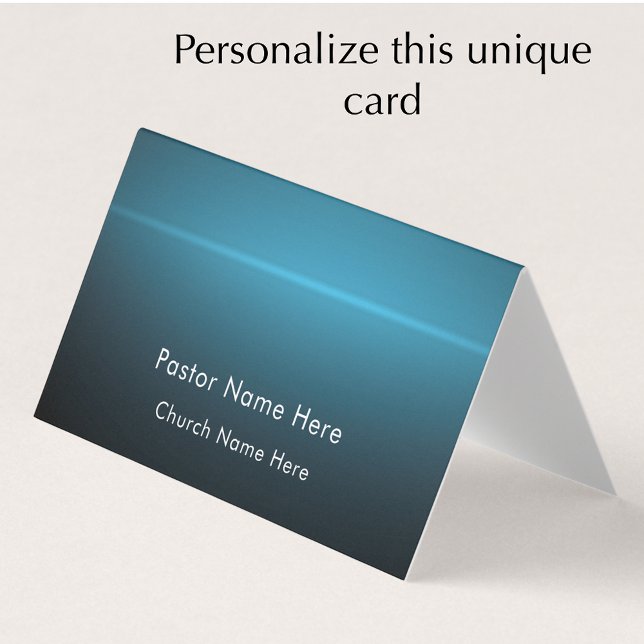 Modern Stylish Custom Text Christian Church Pastor Business Card (Personalize this unique modern blue turquoise business card template. Stylish pastor contact card.)