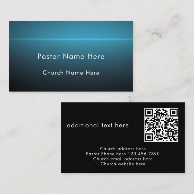 Modern Stylish Custom Text QR Code Church Pastor Business Card (Front/Back)