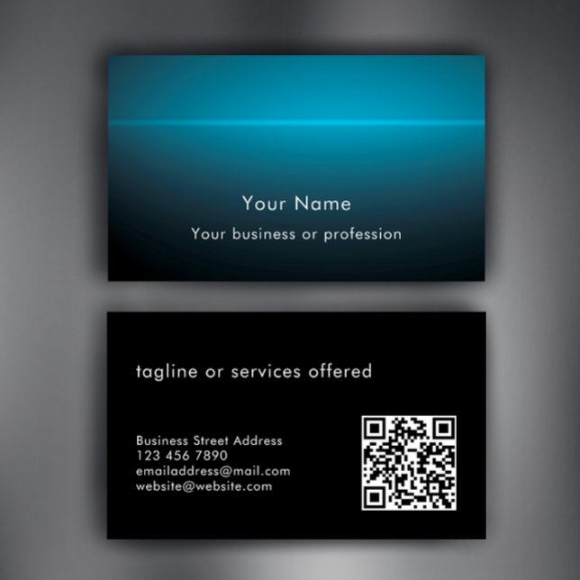 Modern Stylish Custom Text QR Code Technology Business Card (Use the QR Code generator to personalize this cool blue gradient modern profession business card.
)