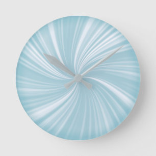 Modern Stylish Cyan Blue Radiant Twirl Pattern Round Clock