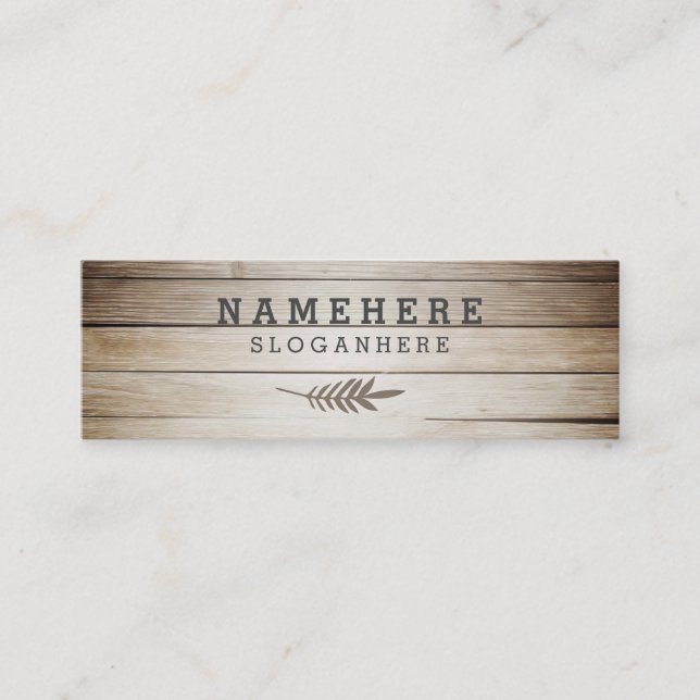 Modern Stylish Dark Coffee Wood Mini Business Card (Front)